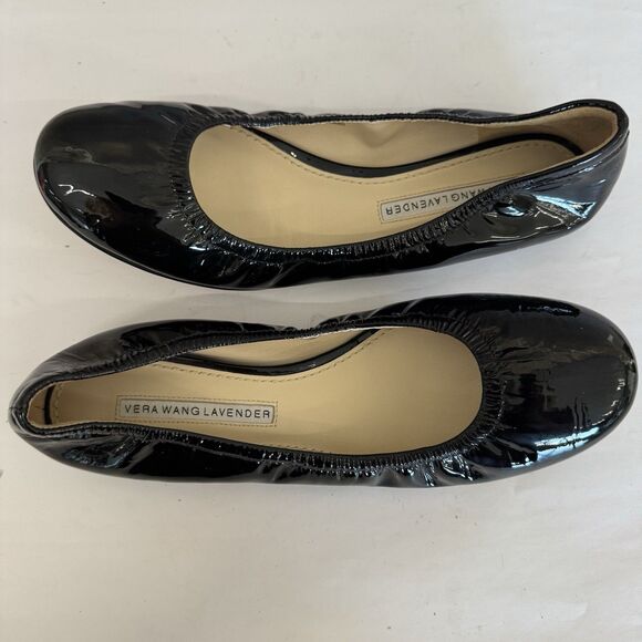 Vera Wang Lavender Black Patent Leather Ballet Flat Shoes‎ Women 6.5 M Classic - Picture 12 of 12
